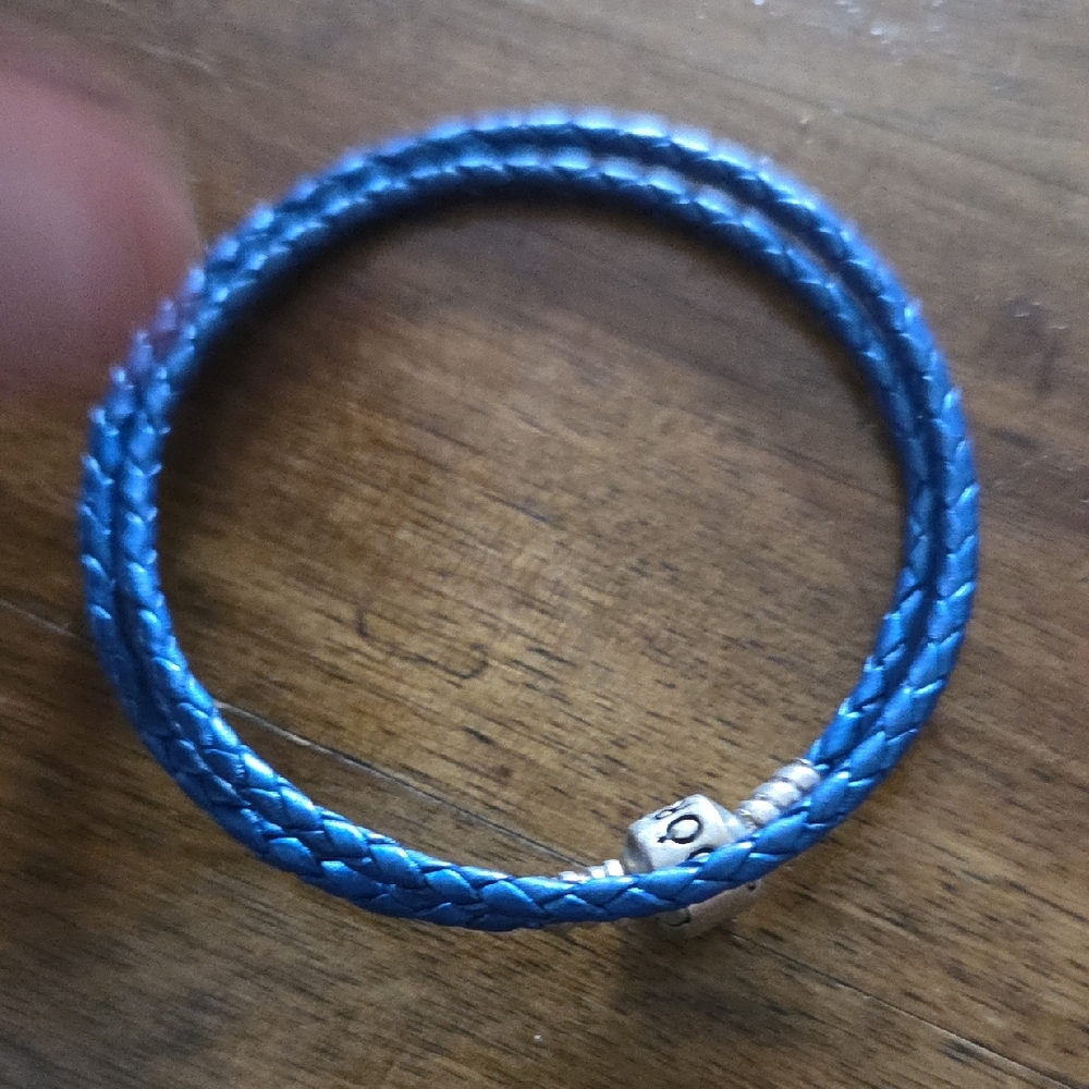 Pandora Blue Braided Bracelet with Silver Bead